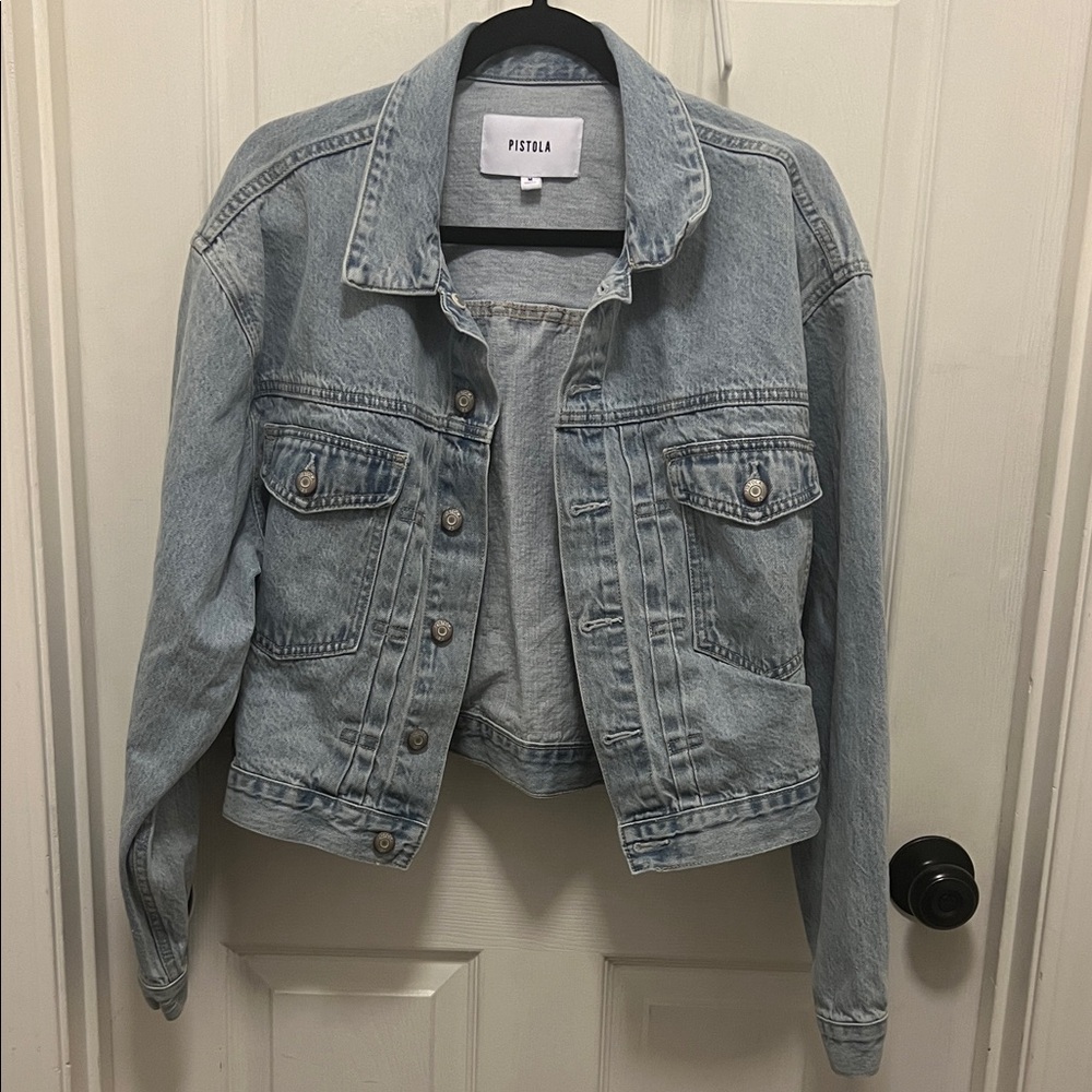 Pistola Shelby Oversized Pleated Trucker Jacket-Color Secret Garden, Size Medium